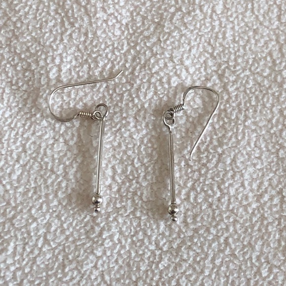 NWOT Sterling Silver Stick Earrings With Tiny Ball - Picture 3 of 7
